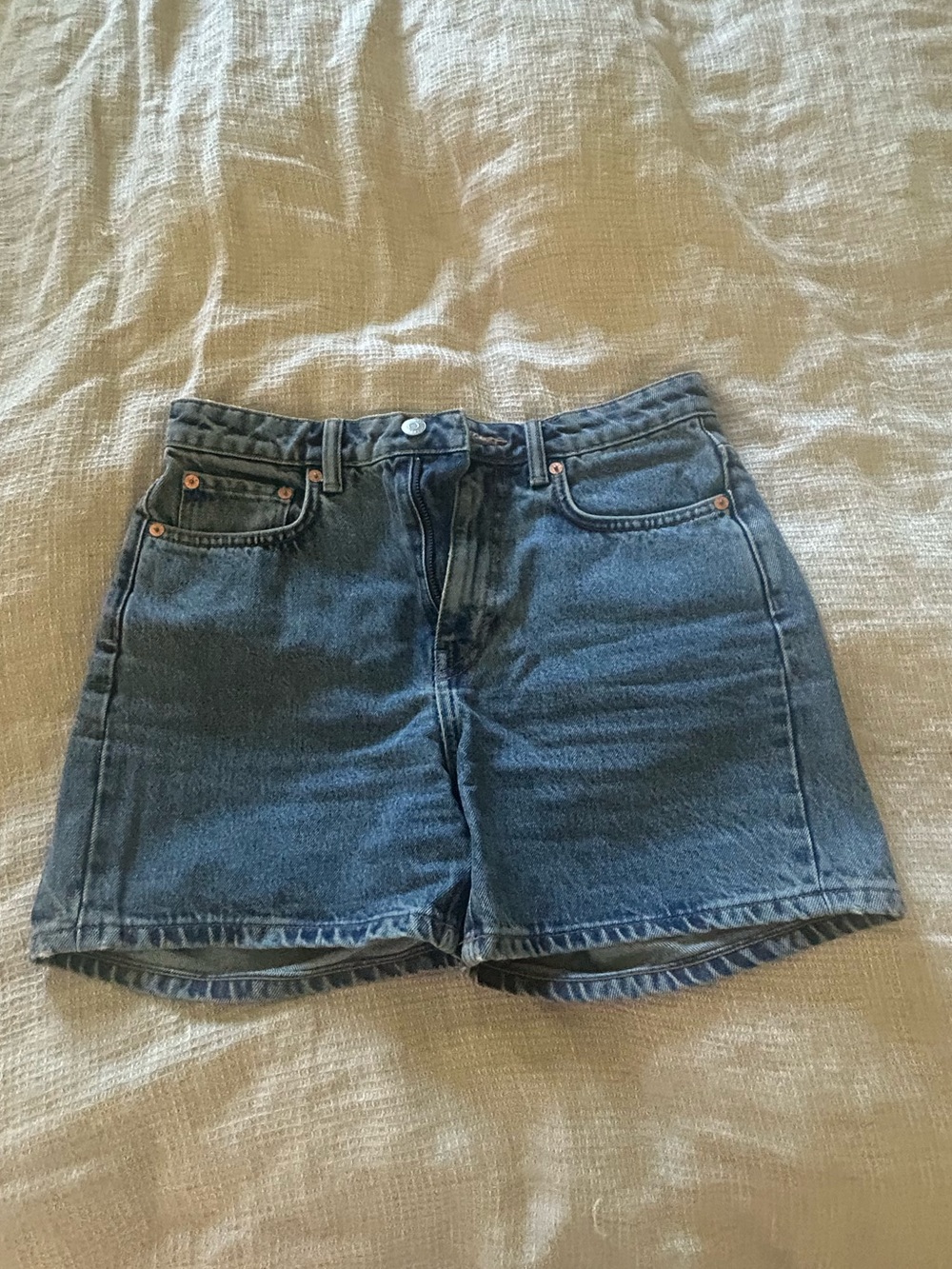 Weekday High-Rise Dark Blue Denim Shorts